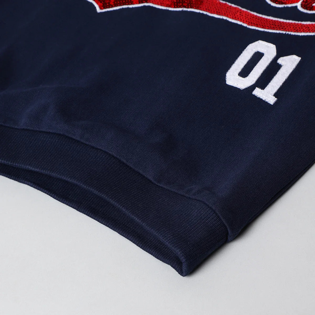 Power Play Sequin Sweatshirt – Red & Blue
