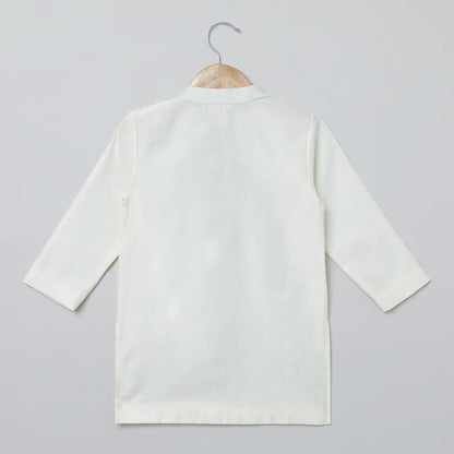 White Multicolor Embroidered Kurta Pyjama Set for Boys