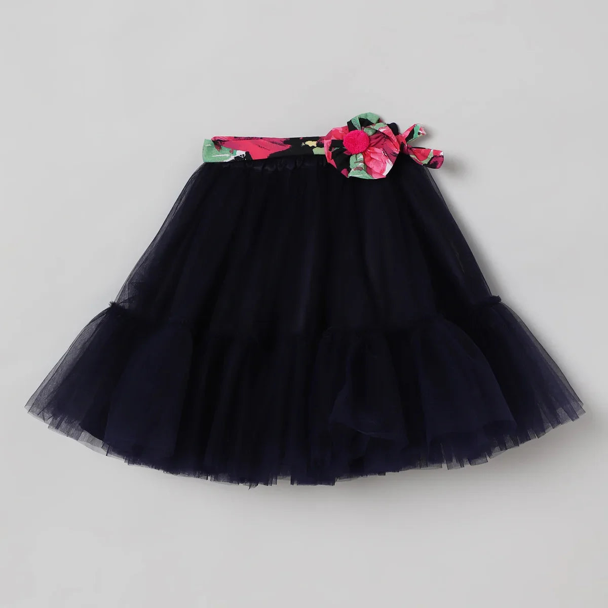 Hot Pink One-Shoulder Top & Black Tulle Skirt Set