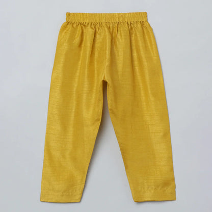 Mustard Yellow Silk Kurta-Pyjama Set for Boys