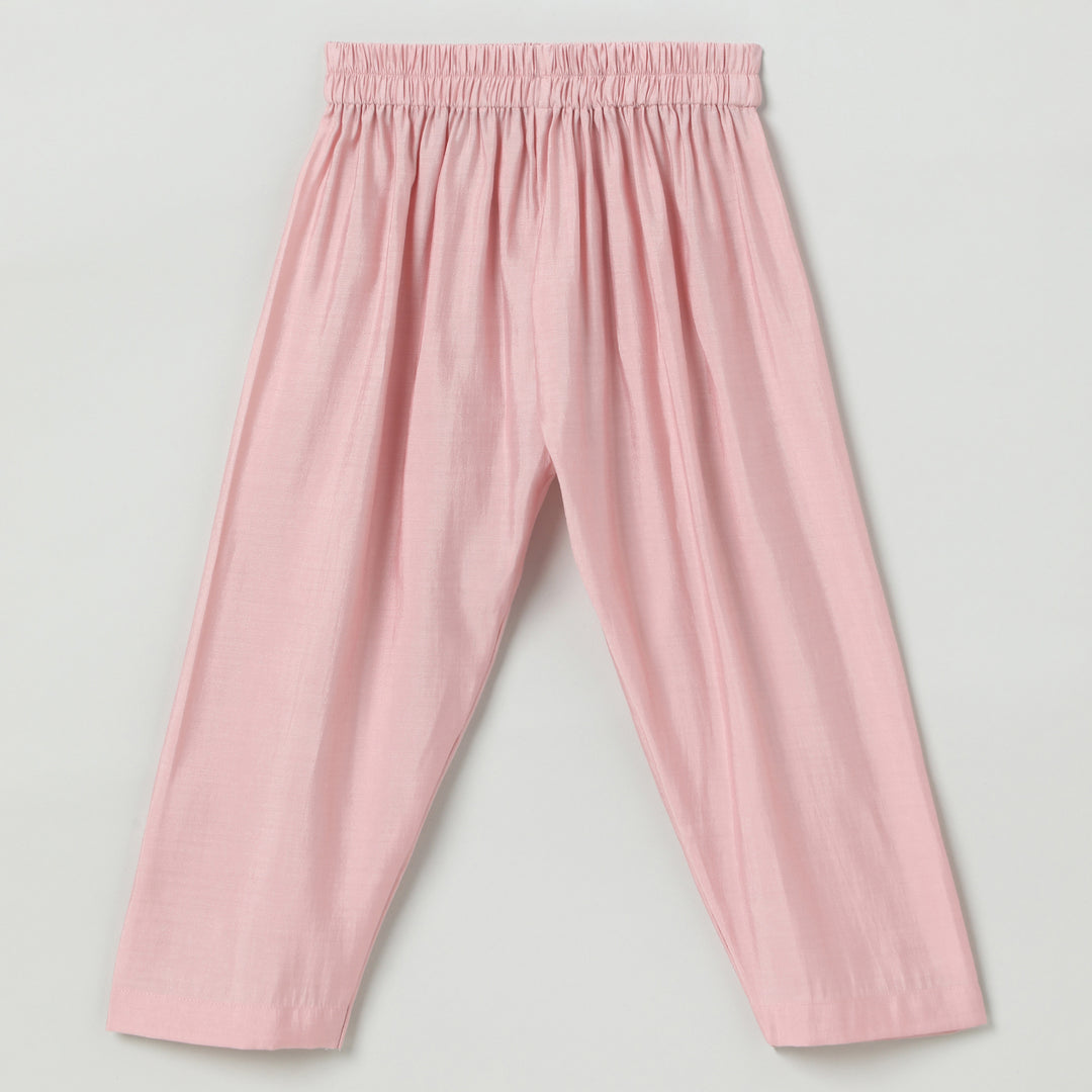 Dusty pink Chanderi silk  Kurta with pyjama set