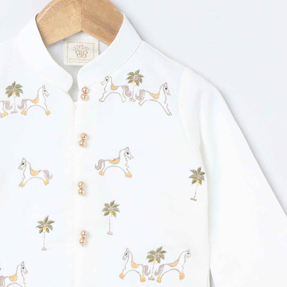 Off white kurta dhoti with pearl embroidery