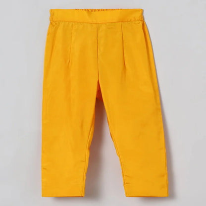 Yellow Zari Work Top & Pant Set