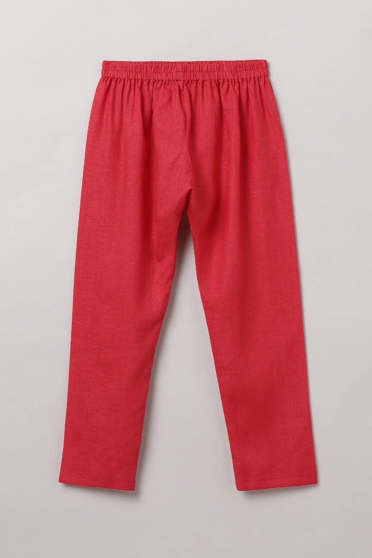 Red Linen Kurta Pajama Set