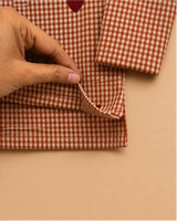 Baby Boys Maroon Gingham Cotton Kurta with Dhoti Pants Set