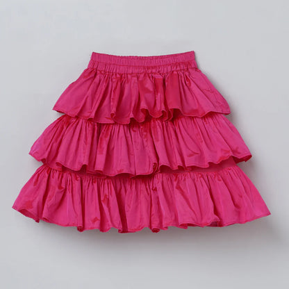 Bright Pink Bangalore Silk Top & Skirt Set
