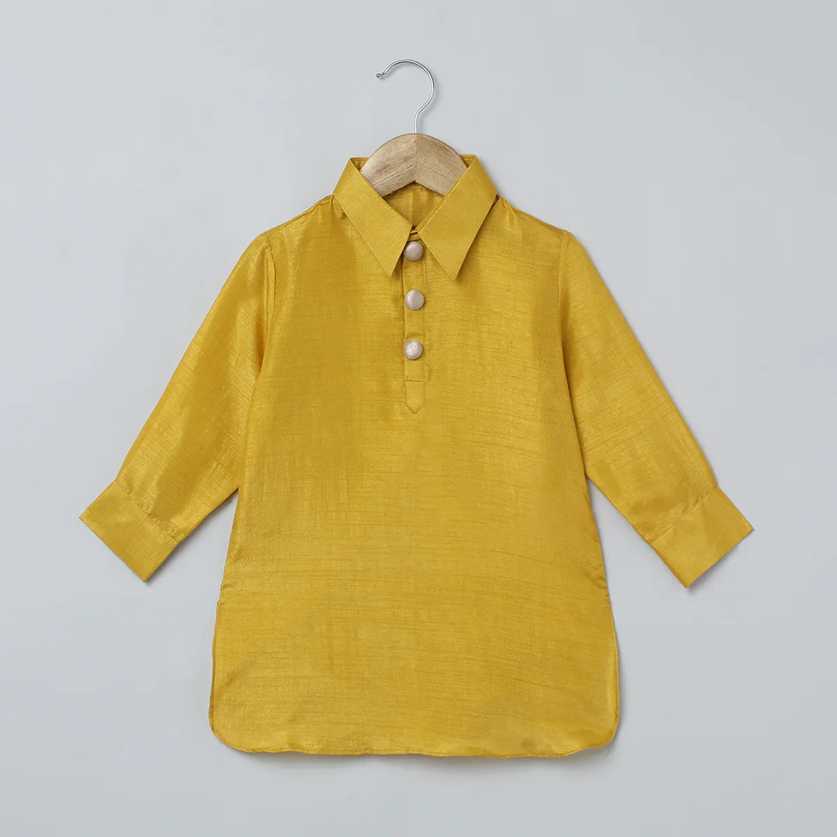 Mustard Yellow Silk Kurta-Pyjama with Embroidered Jacket