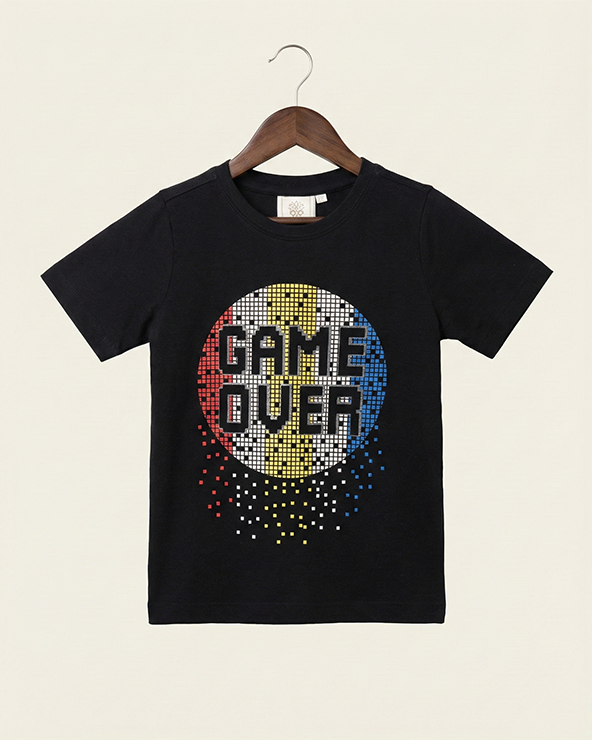 Alluring Luxe  Black gel printed T-shirt