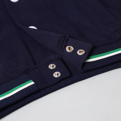 Game On Varsity Cotton Bomber Jacket – Navy Blue