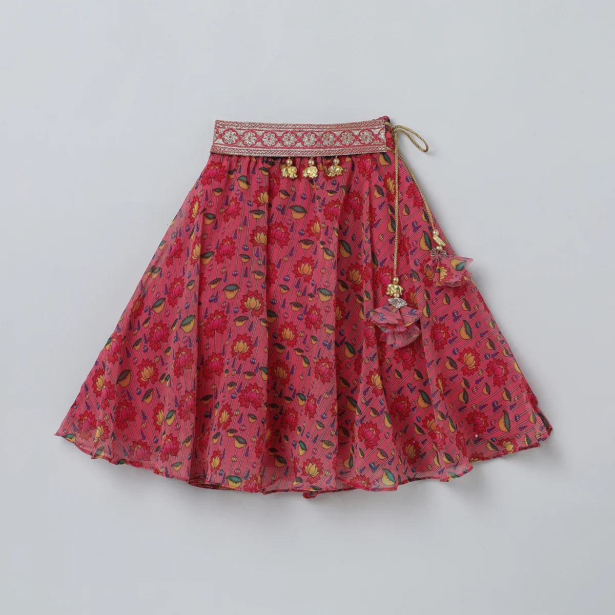 Pink Lotus Printed Georgette Lehenga Set