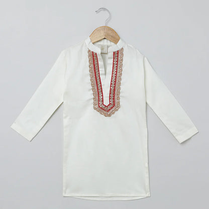 White & Red Ethnic Set for Boys