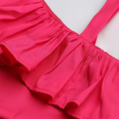 Hot Pink One-Shoulder Top & Black Tulle Skirt Set