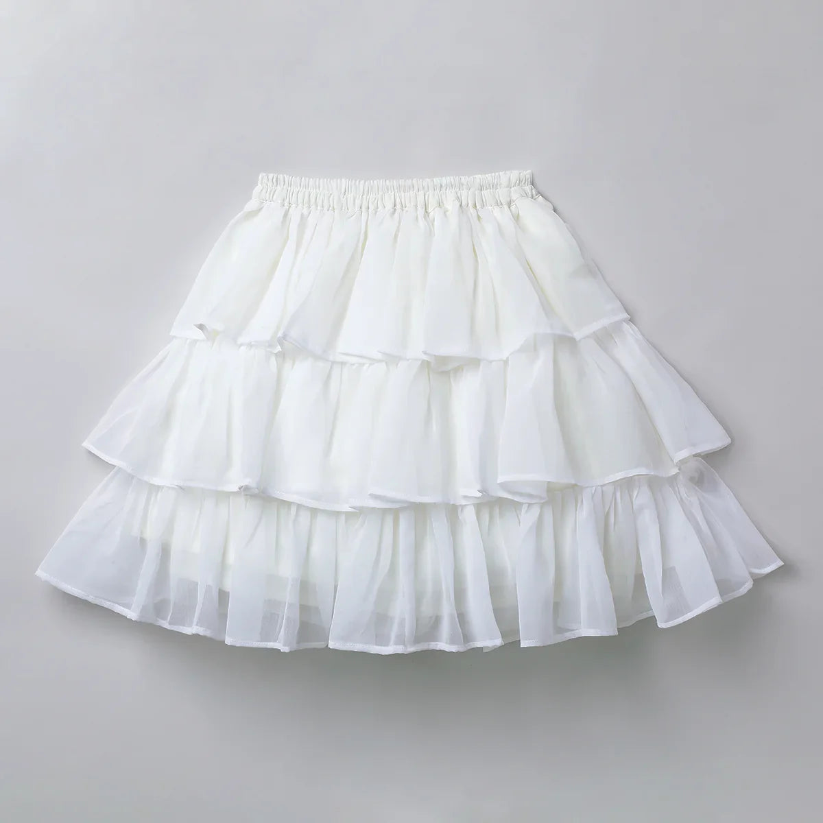 Baby Pink & White Embroidered Top with Tiered Skirt Set