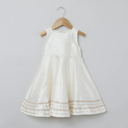 Baby Pink & White Dress with Embroidered Jacket for Girls