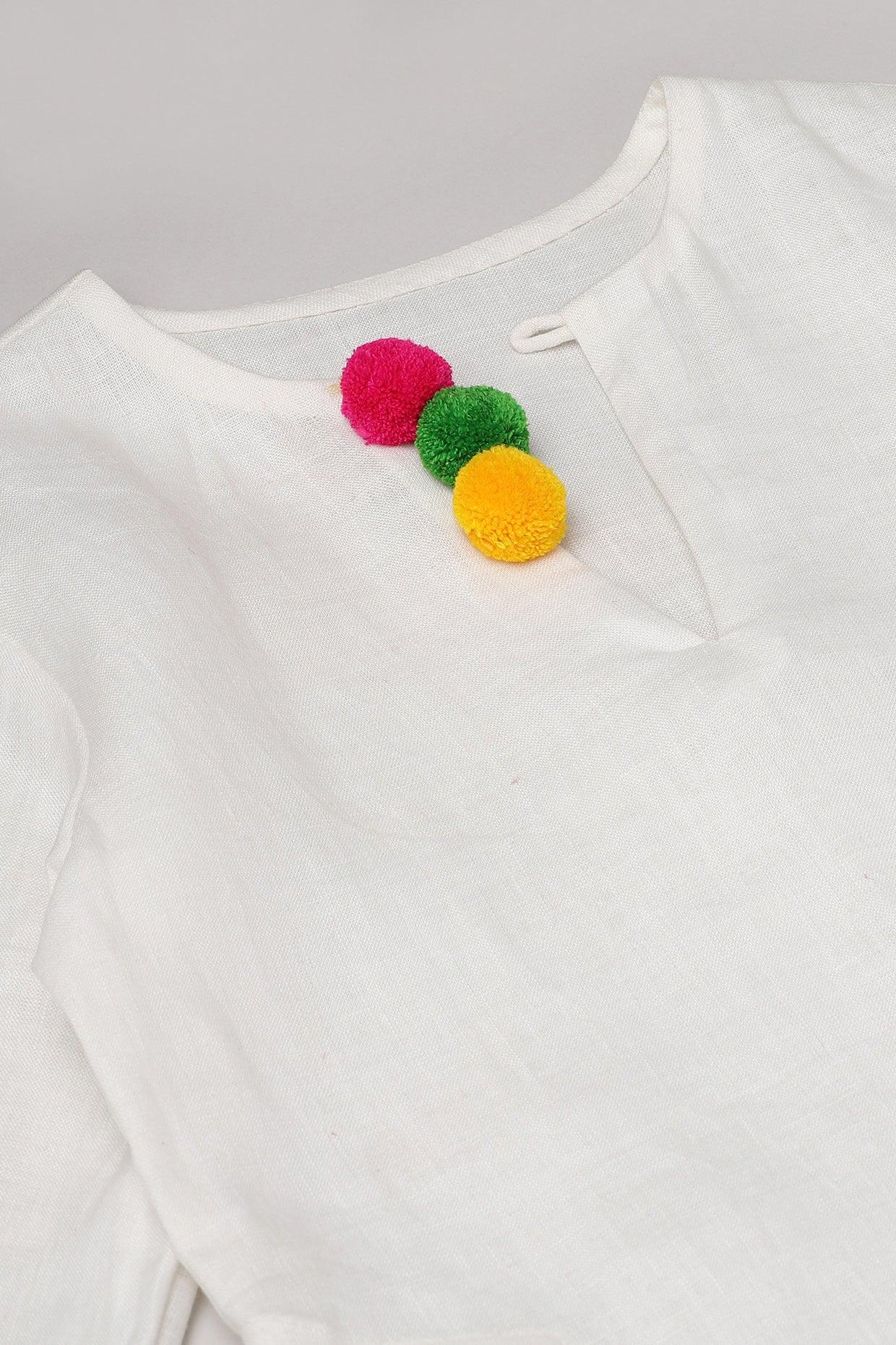 BYB White Cotton Kurta Pajama Set