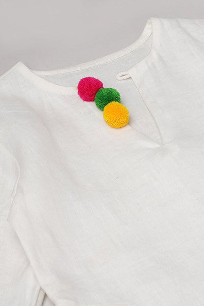 BYB White Cotton Kurta Pajama Set
