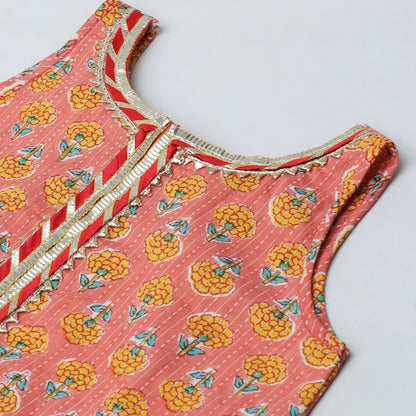 Light Orange, Red & Yellow Ethnic Set for Girls