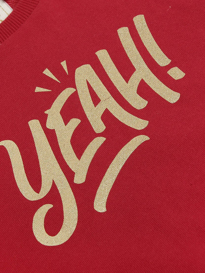 Red “YEAH!” Print Sweatshirt – Unisex