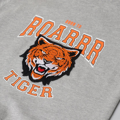 Roar Mode Tiger Embroidered Sweatshirt – Grey