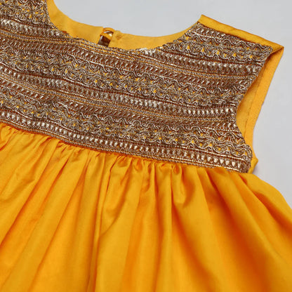 Yellow Zari Work Top & Pant Set