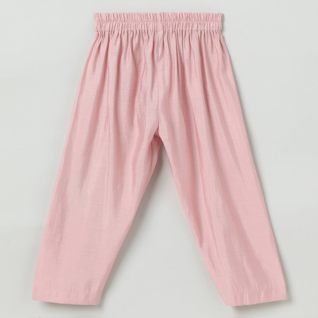 Dusty pink Chanderi silk  Kurta with pyjama set