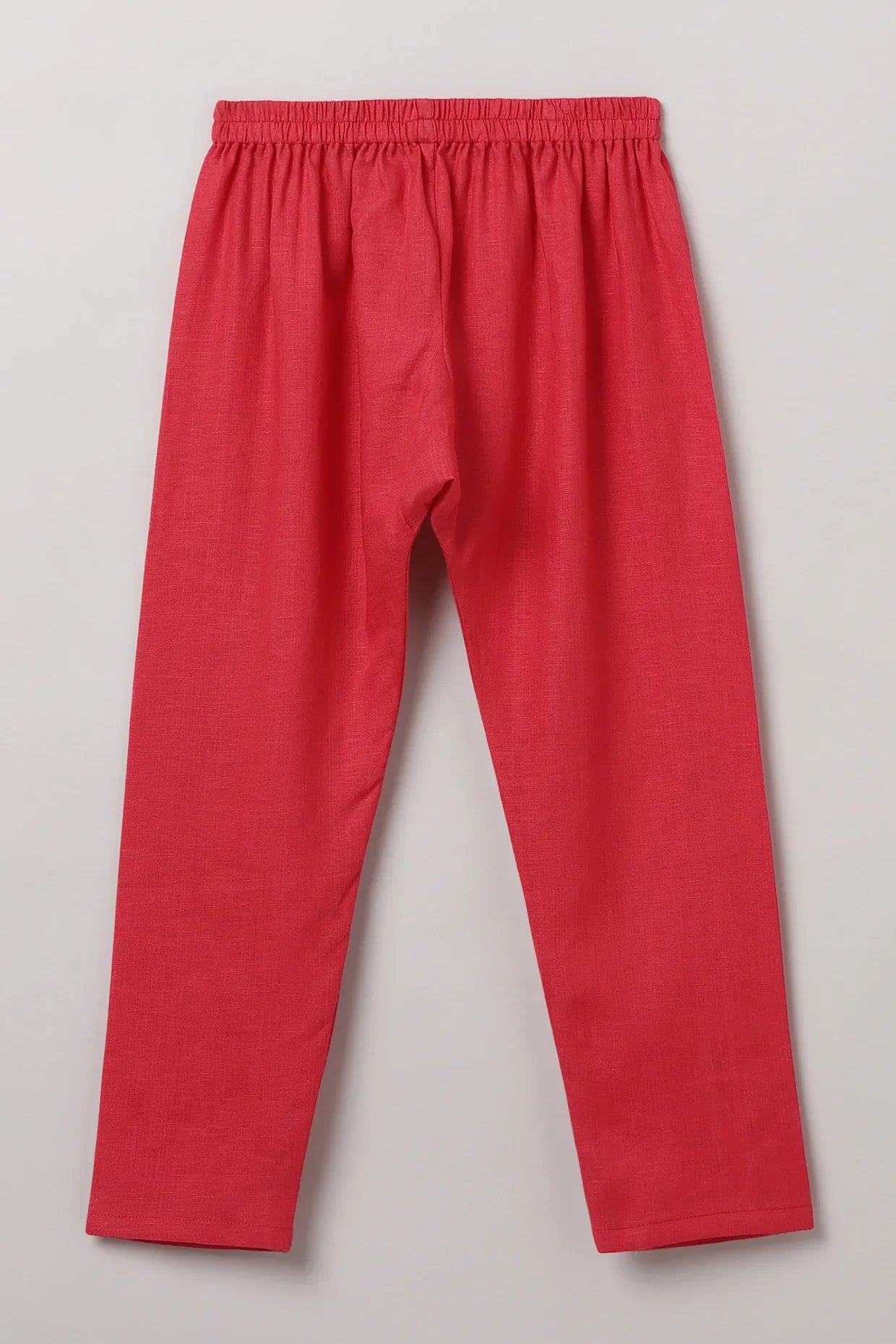 Red Linen Kurta Pajama Set