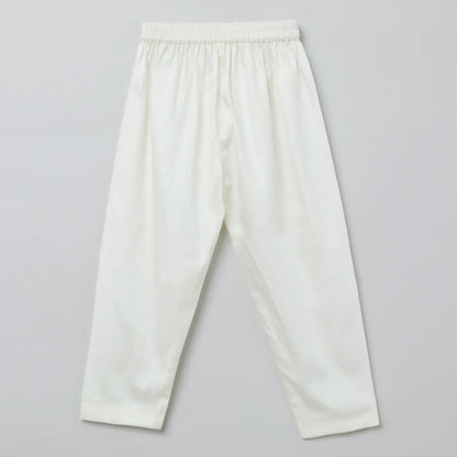 White Multicolor Embroidered Kurta Pyjama Set for Boys