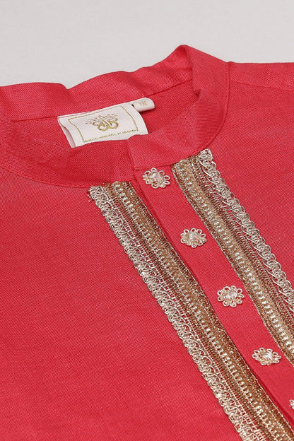 Red Linen Kurta Pajama Set