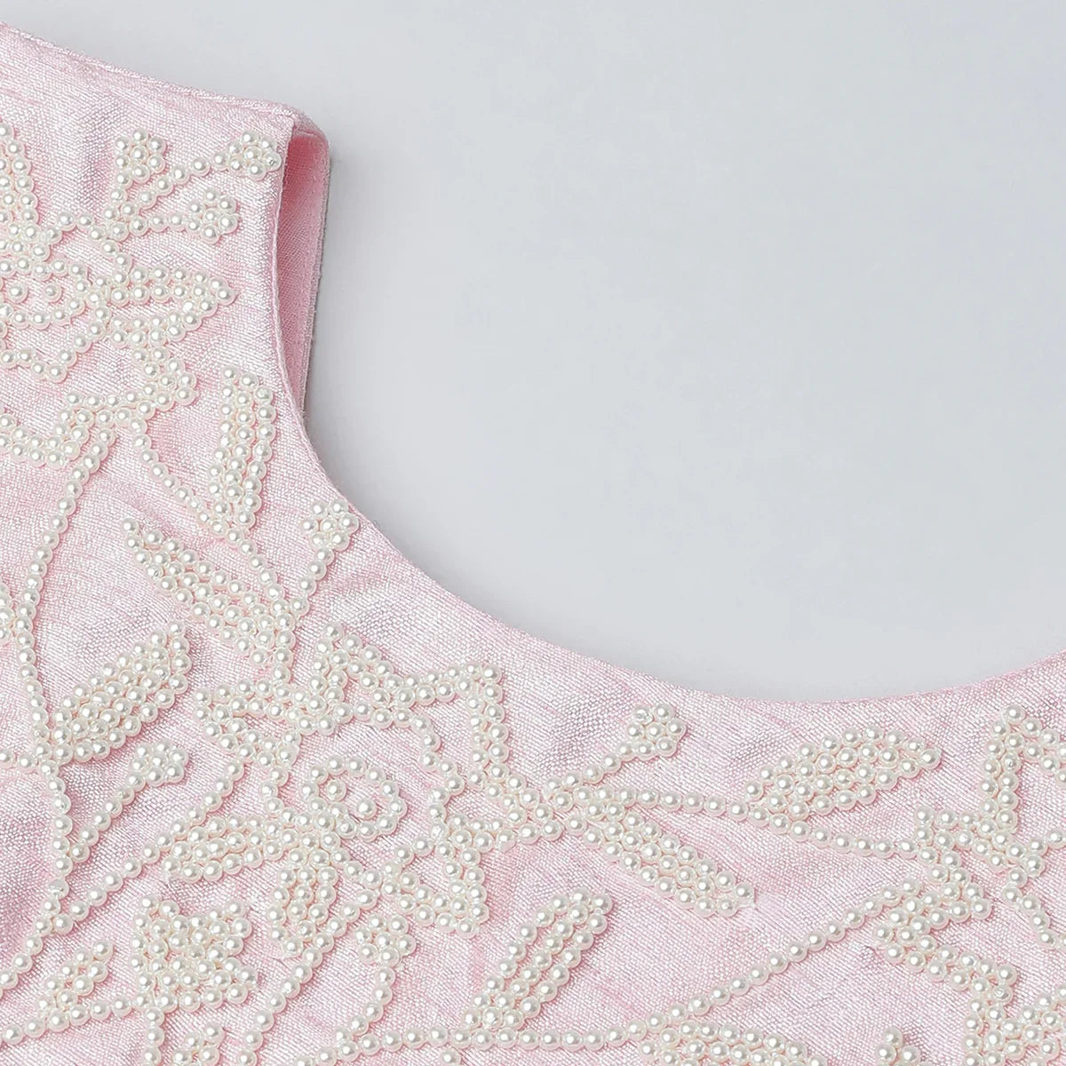 Baby Pink & White Embroidered Top with Tiered Skirt Set