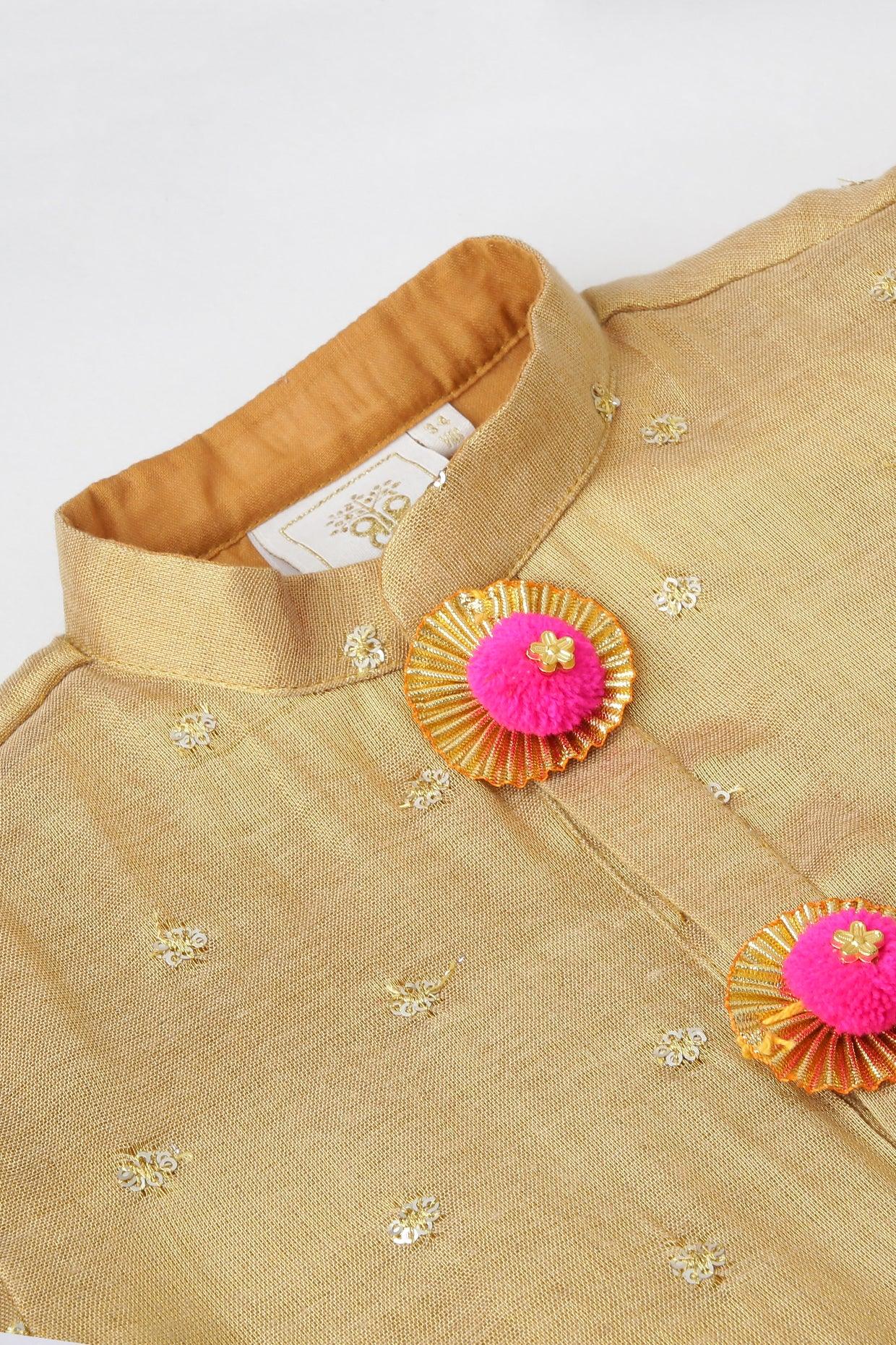 Golden Glow Mirror Work Kurta Set