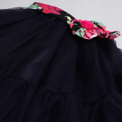 Hot Pink One-Shoulder Top & Black Tulle Skirt Set