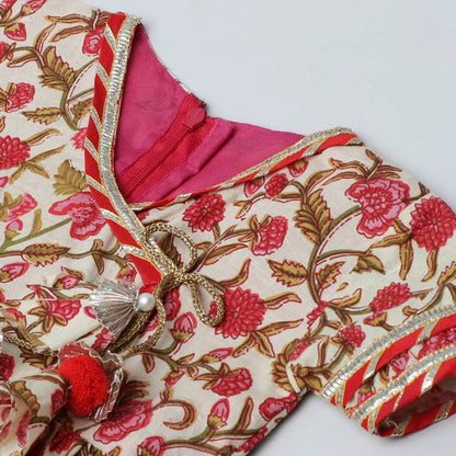 Multicolor Jaipur Floral Printed Kurti Sharara Set for Girls