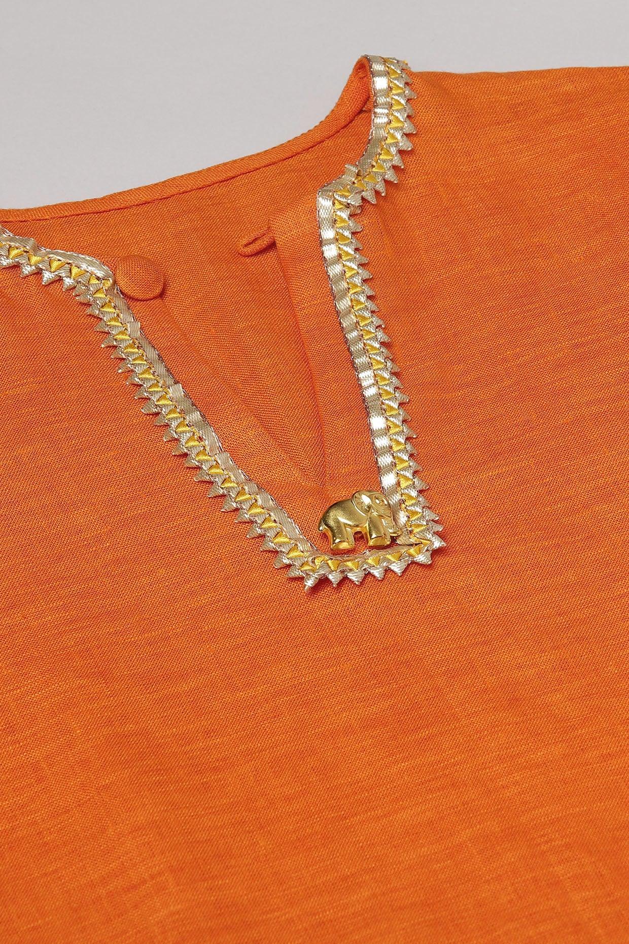 Festive Orange Kurta Dhoti Set