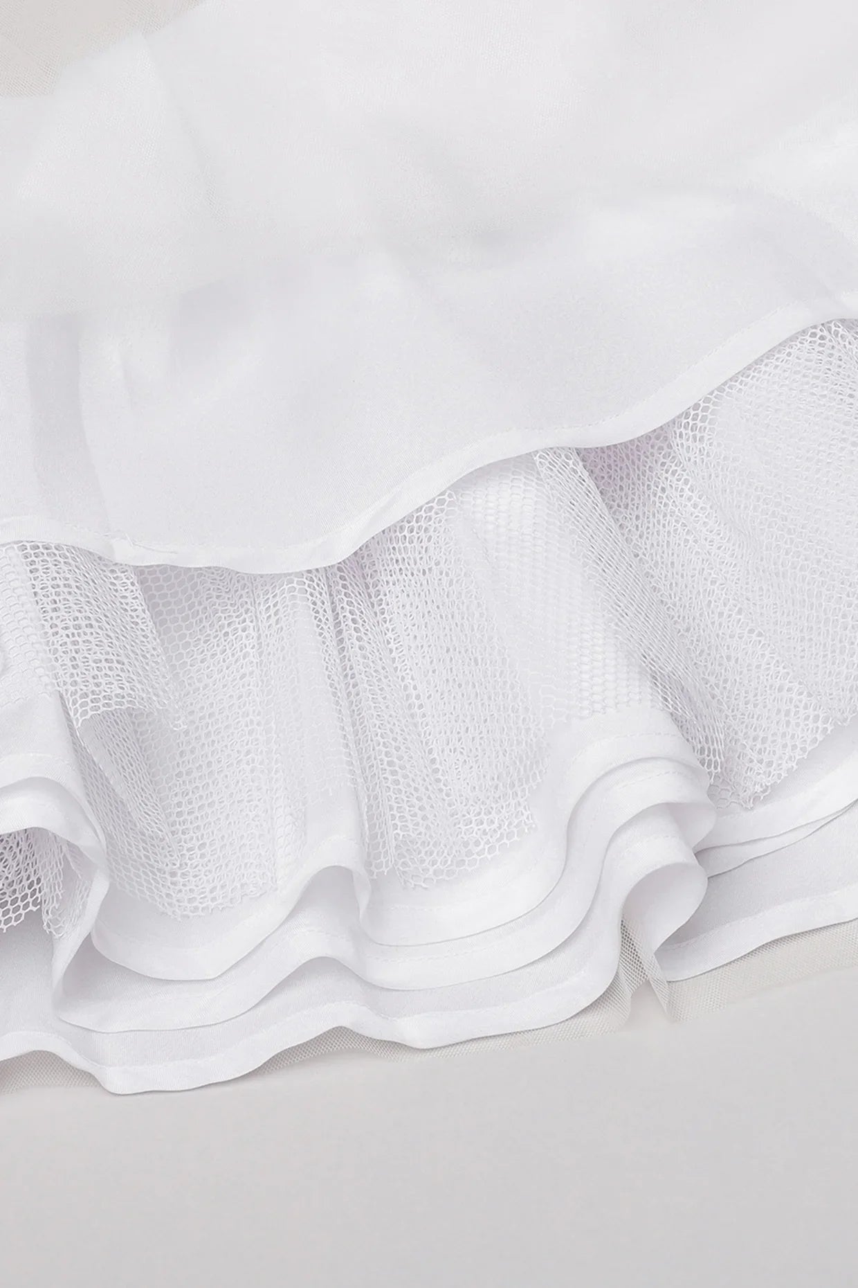 White Satin Party Dress with Pearl Embellishments
