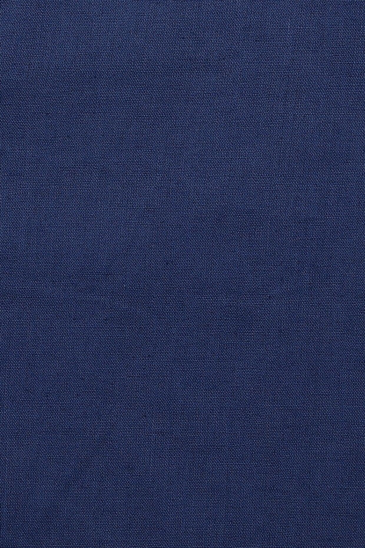 Royal Blue Cotton-Linen Short Kurta with Mandarin Collar