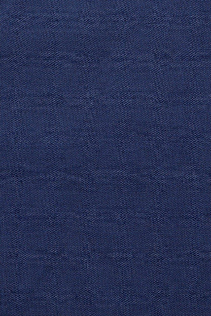 Royal Blue Cotton-Linen Short Kurta with Mandarin Collar