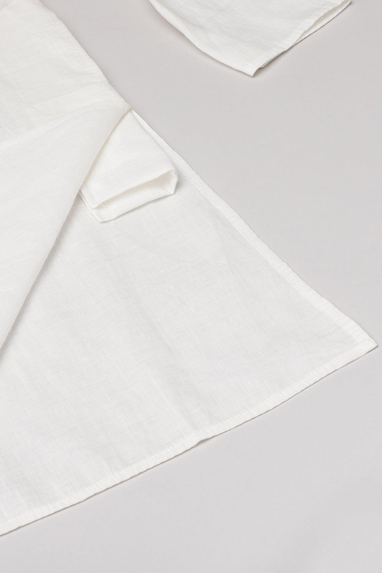 BYB White Cotton Kurta Pajama Set