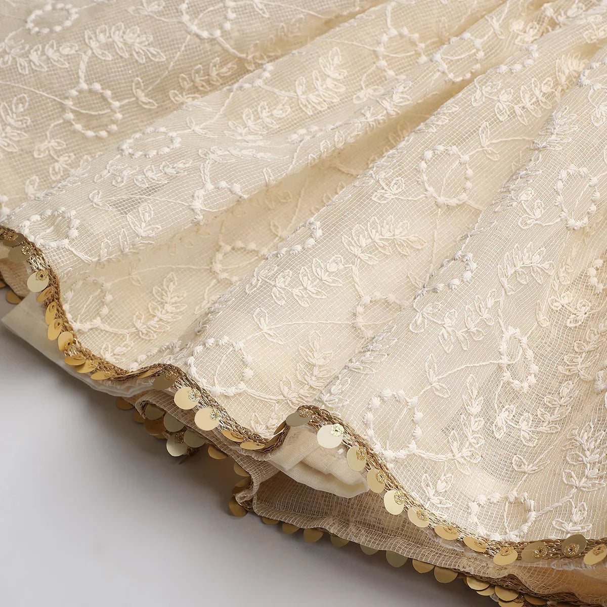 Off-White Organza Kurta Sharara Set with Mustard Dupatta