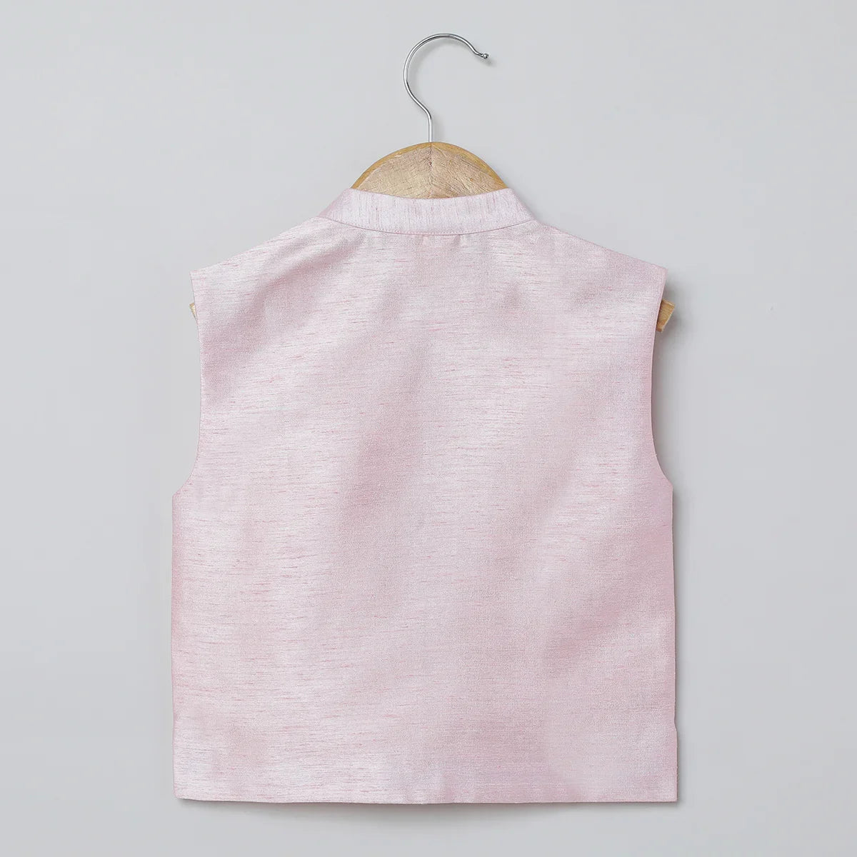 White & Baby Pink Raw Silk Kurta-Pyjama Set for Boys