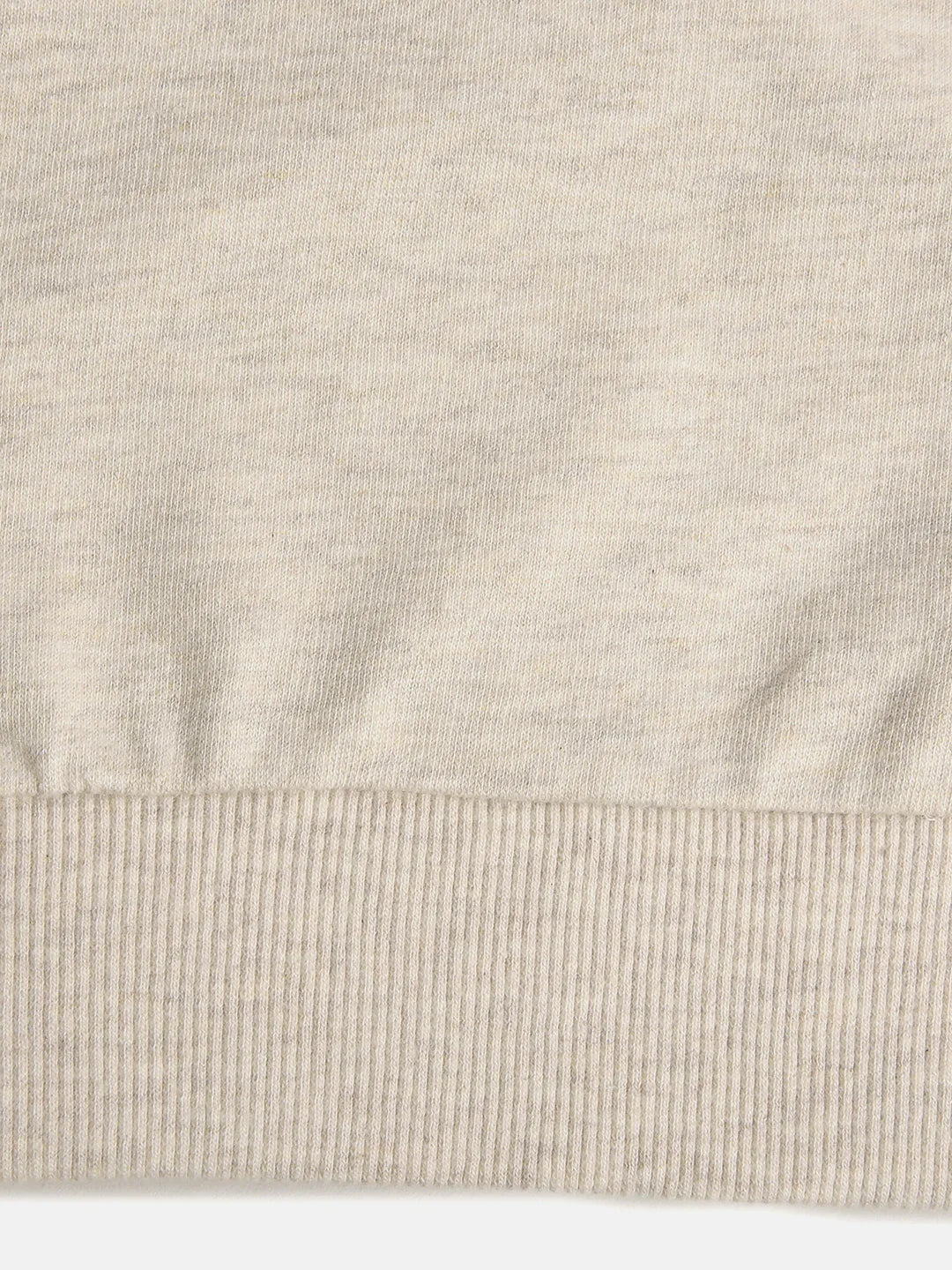 Ecru Melange Sweatshirt with Pearl Heart Embroidery