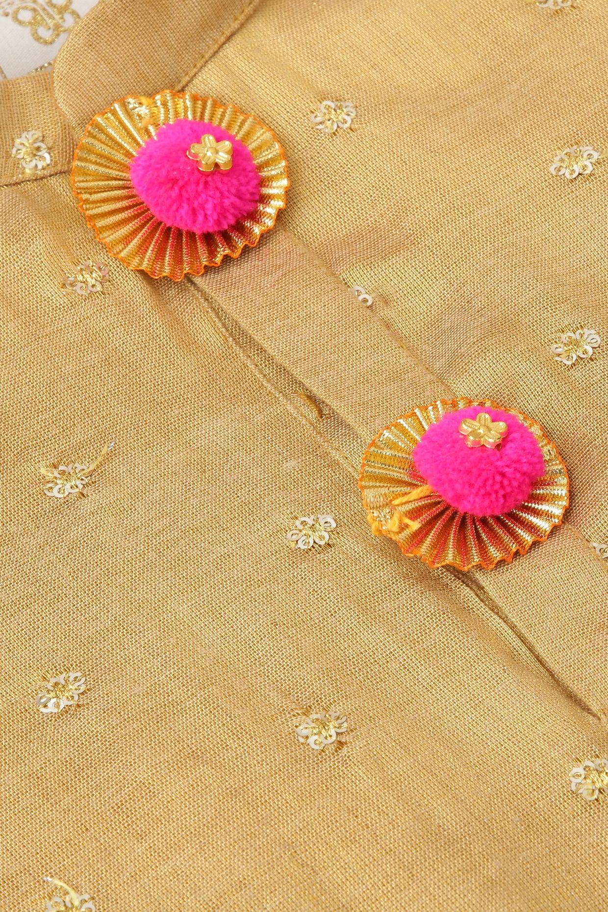 Golden Glow Mirror Work Kurta Set