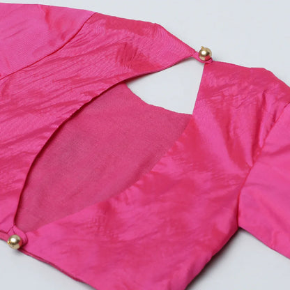 Bright Pink Bangalore Silk Top & Skirt Set