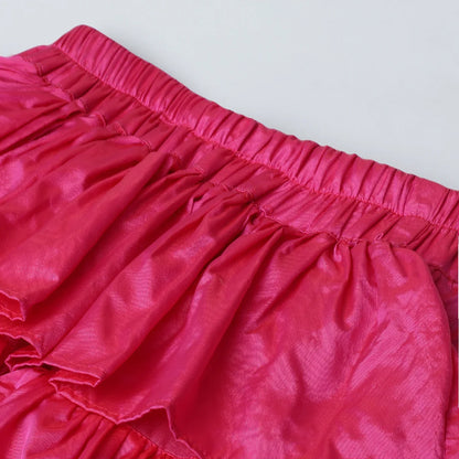 Bright Pink Bangalore Silk Top & Skirt Set
