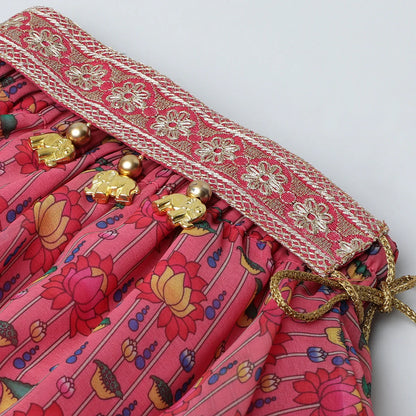 Pink Lotus Printed Georgette Lehenga Set