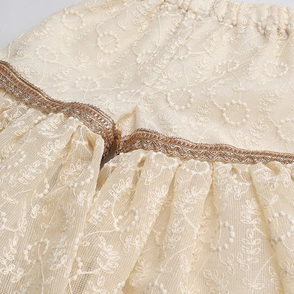 Off-White Organza Kurta Sharara Set with Mustard Dupatta