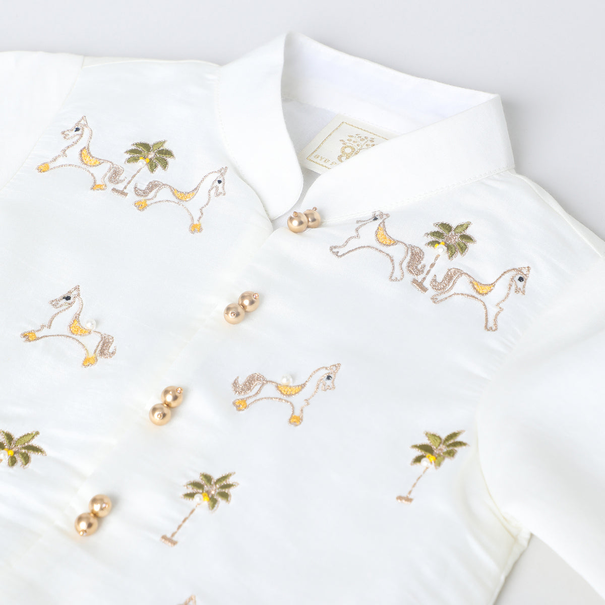 Off white kurta dhoti with pearl embroidery