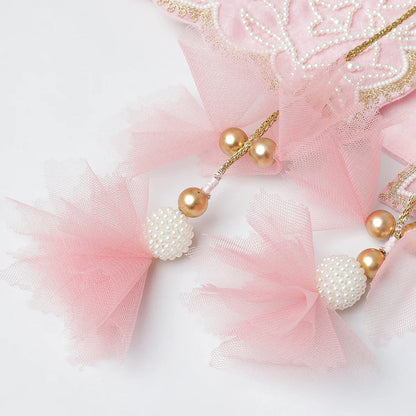 Baby Pink & White Dress with Embroidered Jacket for Girls
