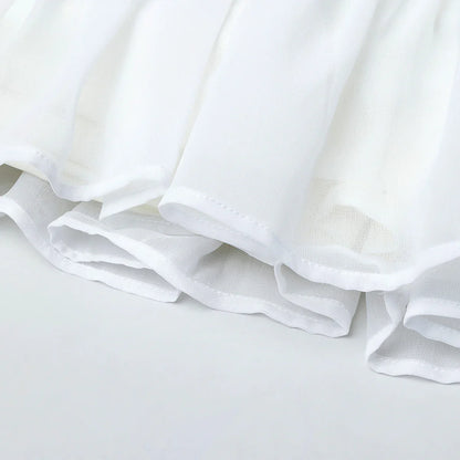 Baby Pink & White Embroidered Top with Tiered Skirt Set