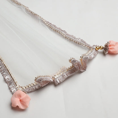 Peach Georgette Sharara Set with Mirror Work