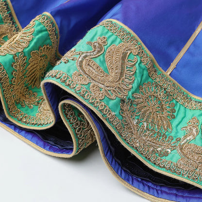 Royal Blue & Green Embroidered Lehenga Choli Set for Girls